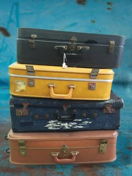Stack of vintage suitcases Stock Photos