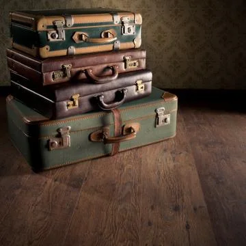 Stack of vintage suitcases Stock Photos