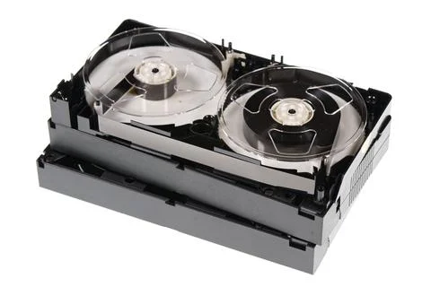 A stack of vintage VHS tapes isolated on white background Stock Photos