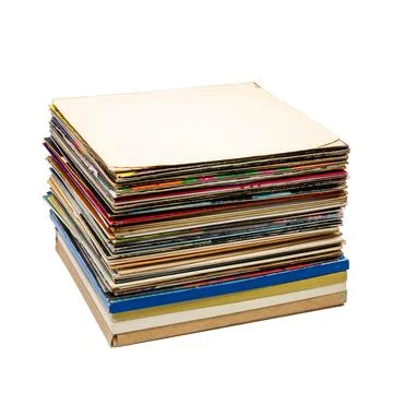 Stack of vintage vinyl records isolated on white background Stock Photos