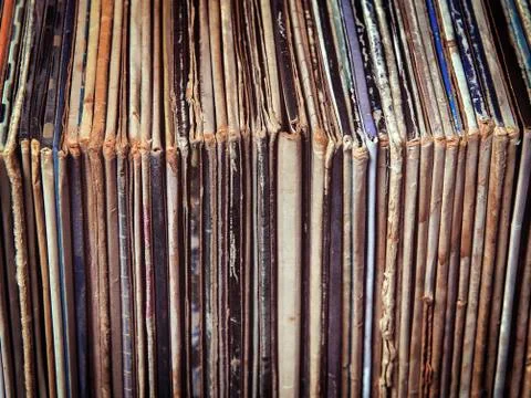 Stack of vinyl records in envelopes Stock Photos