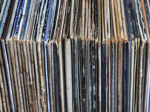 Stack of vinyl records in envelopes stack of vinyl records in envelopes Co... Foto stock