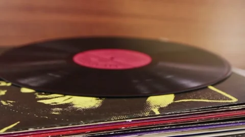 Stack of the vinyl  records Stock Footage 136746426