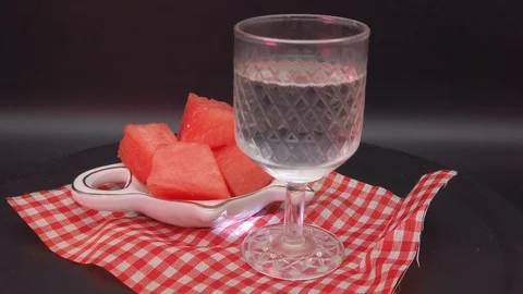 A stack of vodka and watermelon slices Stock Footage 114070861