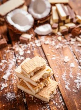 Stack of wafer sandwiches Stockfoto's
