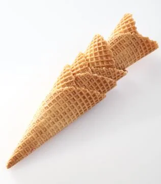 Stack of waffle cones for icecream Stock Photos