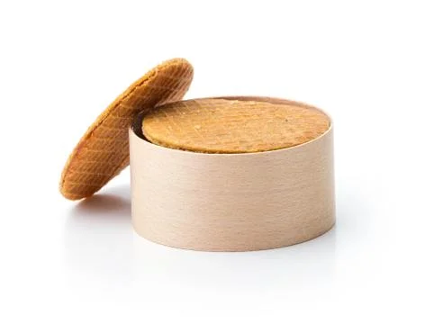 Stack of waffles in box over white Stock Photos