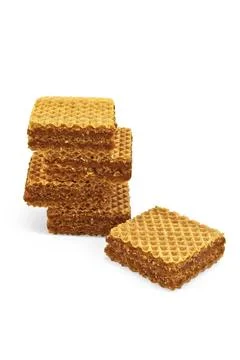 A stack of waffles Wafer with a layer of caramelized condensed milk, laid ... Stock Photos