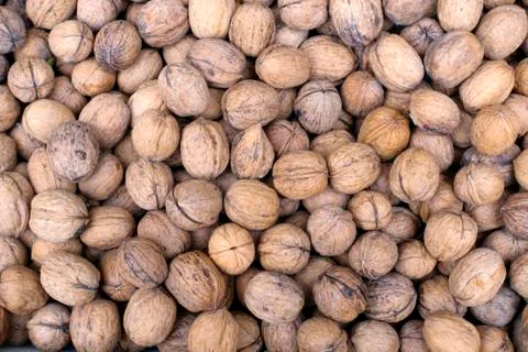 Stack of walnuts Foto stock