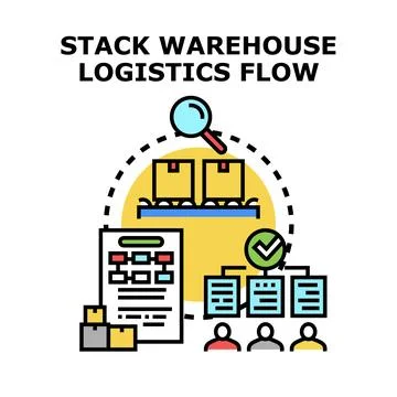 Stack warehouse logistics flow process concept 스톡 일러스트