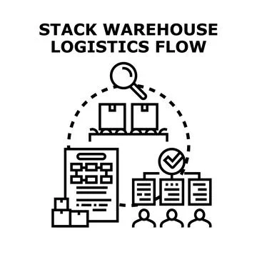 Stack warehouse logistics flow process concept 스톡 일러스트