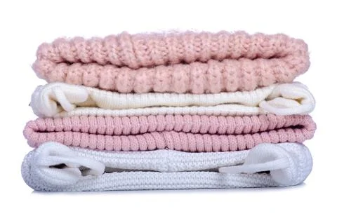Stack of warm hats Stock Photos