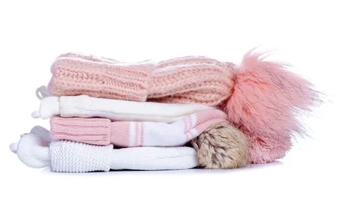 Stack of warm hats Stock Photos