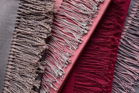 A stack of warm scarves Stockfoto's