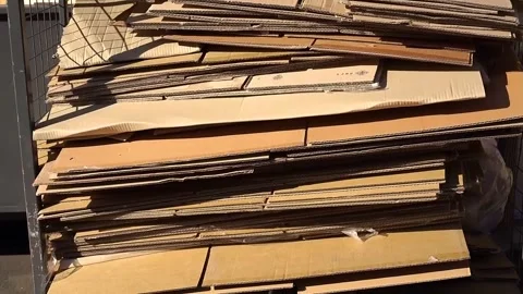 A stack of waste paper in a factory. Secondary production, Paper recycling and Video stock 220225604