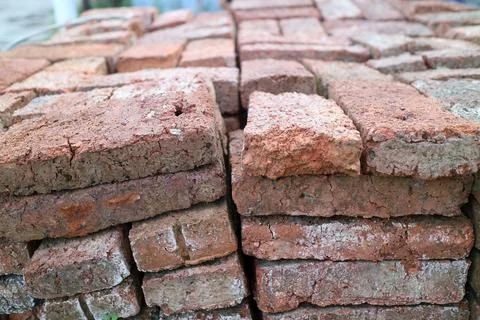 Stack of Weathered Red Bricks 写真素材