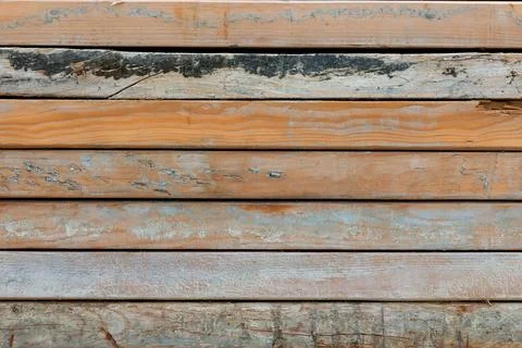Stack of weathered wooden planks, rustic natural timber boards texture Stock Photos