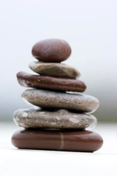 Stack of wet river stones in a balance Stock Photos