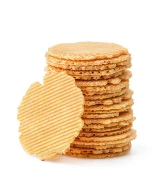 Stack of wheat crispbreads Stack of round wheat crispbreads isolated on wh... Stock Photos