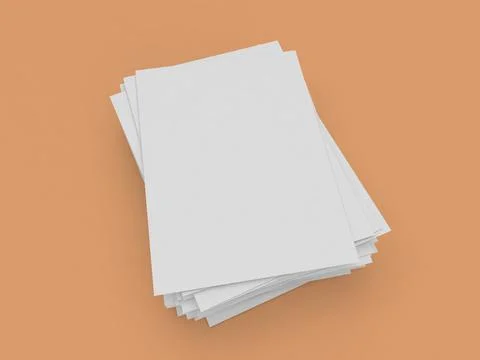 A stack of white A4 paper on a brown background. Stock Illustration