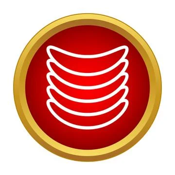 Stack of white banana shapes in red circle Illustrazione stock