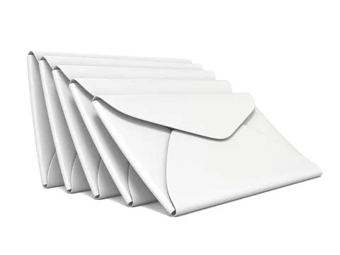 Stack of white, blank envelopes. 3D Stack of white, blank envelopes. 3D re... 스톡 사진