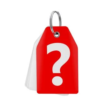 Stack of White Blank Tags with One Red and Question Mark Sign on a Key Ring.  Stock Illustration
