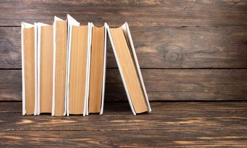 Stack of white books. Education background. Back to school. Book, hardback bo Stock Photos