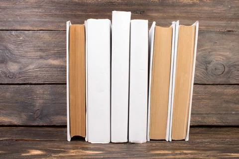 Stack of white books. Education background. Back to school. Book, hardback bo Stock Photos