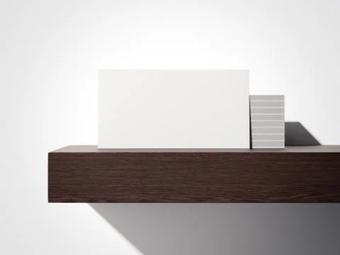 Stack of white business cards on a shelf. 3d rendering イラスト素材