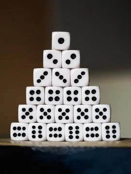 A stack of white dice Stock Photos