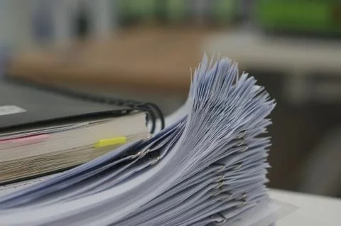 Stack of white document and black notebook Stock Photos