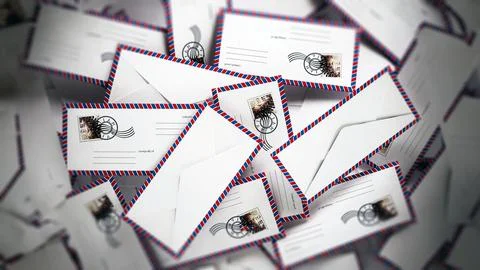 Stack of white envelopes. 3D illustration Stock Illustration