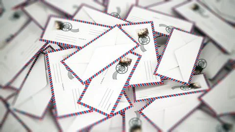 Stack of white envelopes. 3D illustration Stock Illustration