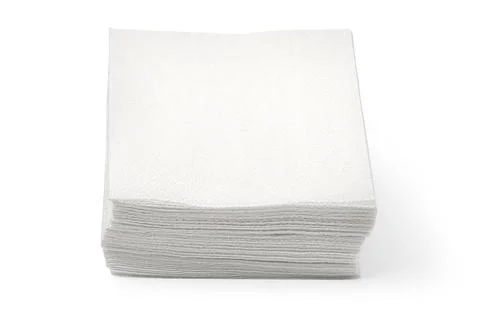 Stack of white paper napkins for hygiene and cleaning Stock Photos