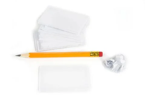Stack of white paper notes with pencil Stock Photos