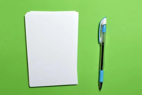 Stack of white paper with a pen Stock Photos