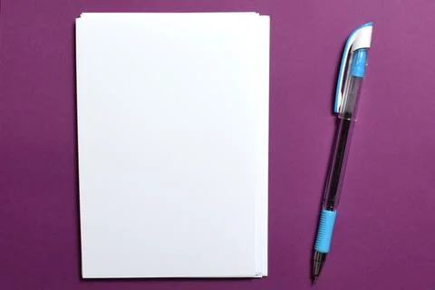 Stack of white paper with a pen Stock Photos