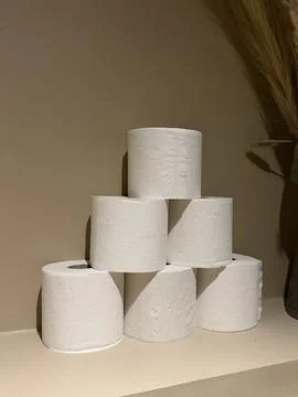 Stack of white paper towels on shelf Stock Photos