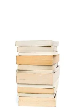 Stack of white paperback books isolated on white with copyspace Stock Photos