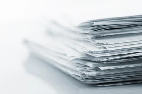 Stack of white papers Foto stock