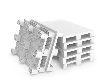Stack of white plastic pallets Stock Illustration