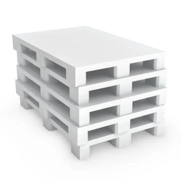 Stack of white plastic pallets Stock Illustration