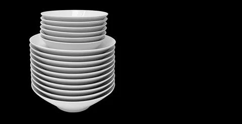 A stack of white plates isolated Stock Photos