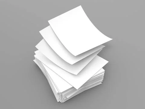Stack of white sheets of A4 office paper on a gray background. Illustrazione stock