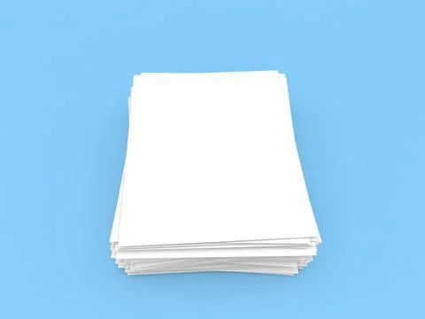 Stack of white sheets of A4 office paper on a light blue background. Stock Illustration