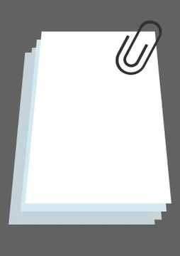 A stack of white sheets of paper stapled with a paper clip. Stockillustratie