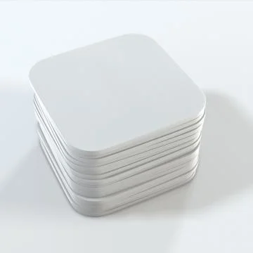 Stack of white square coasters. Mock up template for your design. 3d renderin 스톡 일러스트
