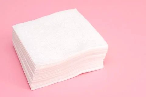 Stack of white square paper napkins Stock Photos