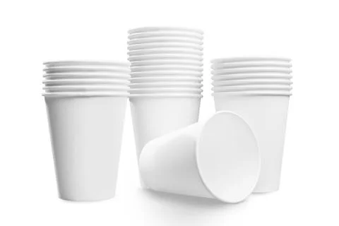 Stack of a white styrofoam cups Stock Photos